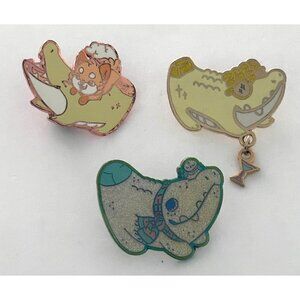 Sorbet Jungle Croconana Set Of 3 Alligator Animal Enamel Lapel Dangle Pins Pin